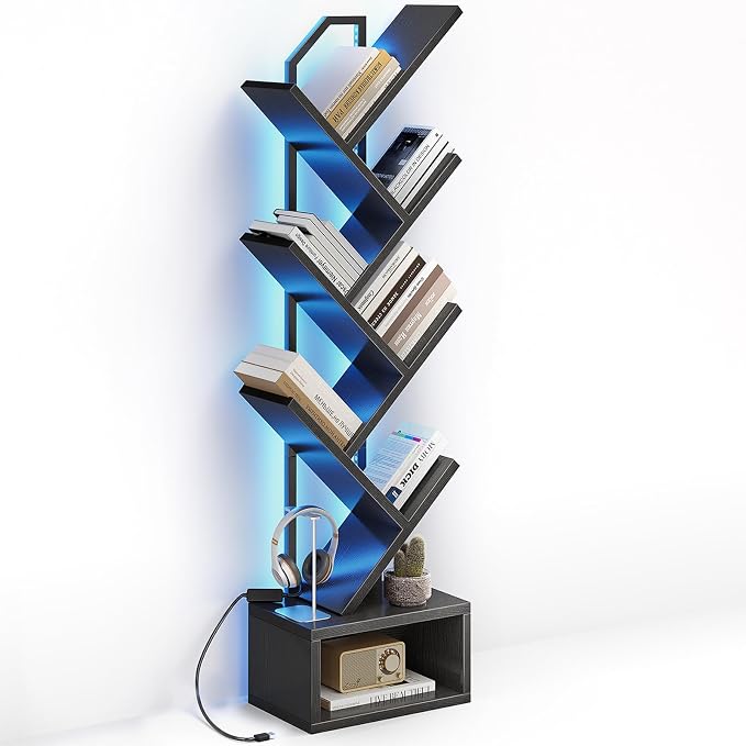 Casaottima 6-Tier Tree Bookshelf — Narrow Floor Standing Bookcase, Tall Steel & by Casaottima