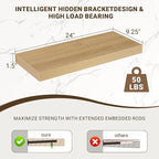 Acovy 24 Inch Floating Shelves, 3D Textured Wood Grain, Wooden Shelves - Image 3