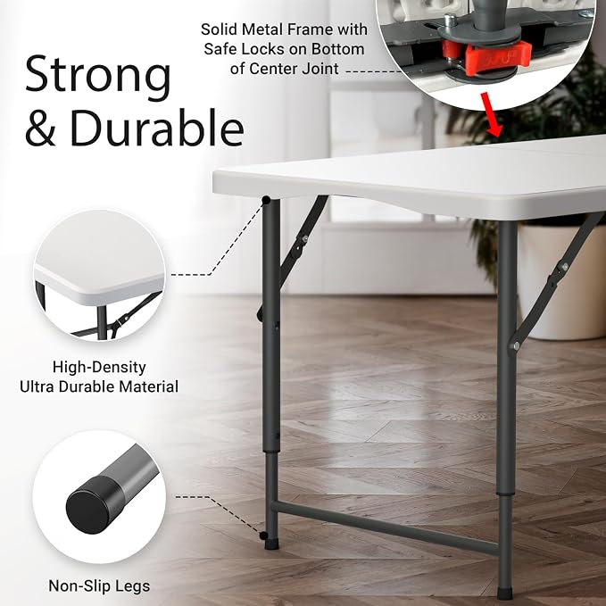 4 Feet Foldable Table Adjustable Height - Image 4