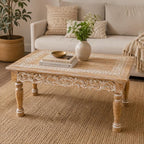 Rectangular Wooden Coffee Table 36x24x18 Inch – Beige Finish - Image 8