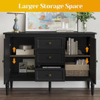 FansaFurn Black Storage Cabinet, Mid-Century Buffet Cabinet - Image 6