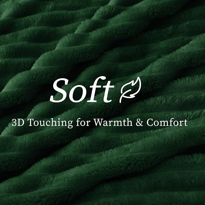 BEDELITE Striped Fleece Throw Blanket, Forest Green, Soft Cozy, Lightweight Warm - Image 4