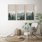 IARTTOP Large Mountain Wood Wall Art Framed Decor Set Of 3, Modern Mountain - Image 3