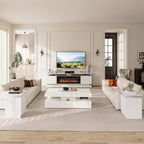 4-Piece Modern Living Room Table Set, Includes High Gloss 70" Fireplace TV Stand - Image 6
