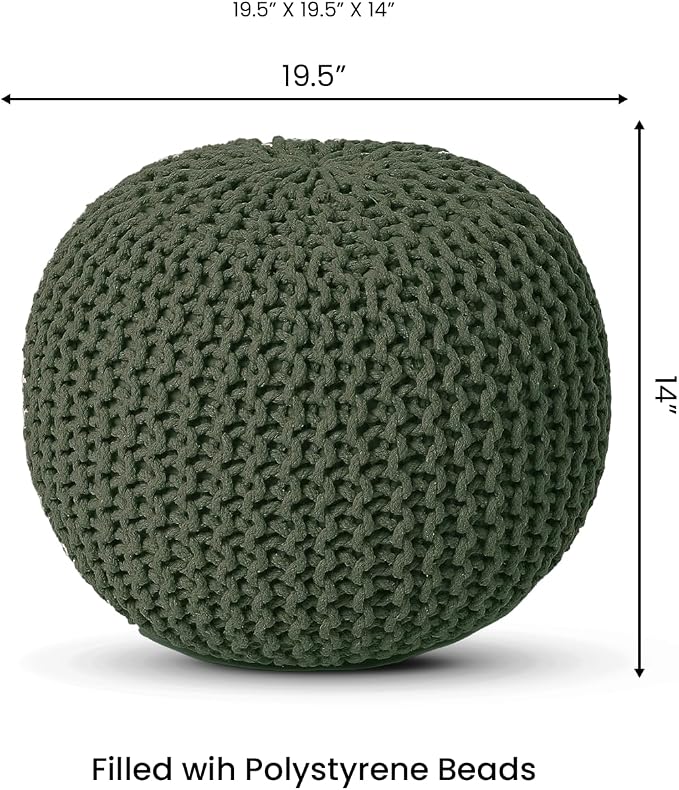 REDEARTH Round Hand Knitted Pouf - Image 3