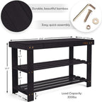 Homemaid Living Bamboo 3 Tier Shoe Rack Bench, Premium Shoe Organizer or - Image 3