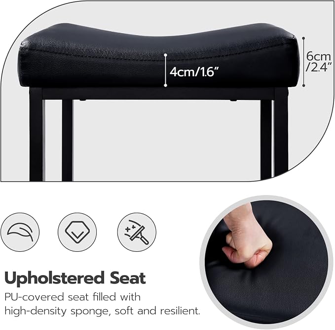 HOOBRO Bar Stools, Counter Height Stools, Saddle Barstools - Image 10