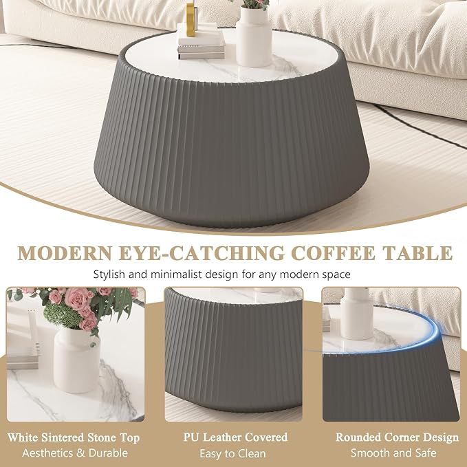 26.77" Marble Coffee Table, Modern Cup Shaped Coffee Table - Image 6