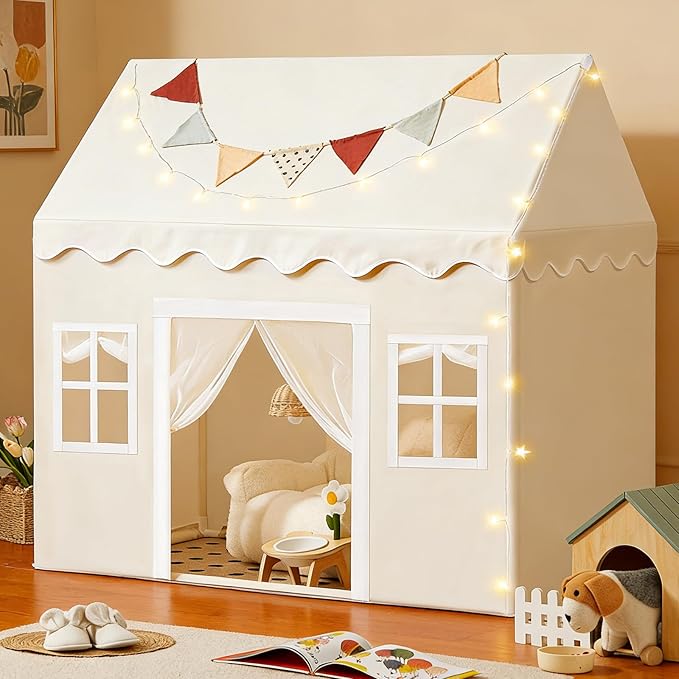 Tiny Land Play Tent with Padded Mat & LED Lights, Kids Tent, Playhouse by TinyLand