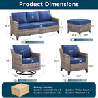 7 Piece Outdoor Patio Furniture Set-All Weather Outdoor Conversation Sets - Image 8