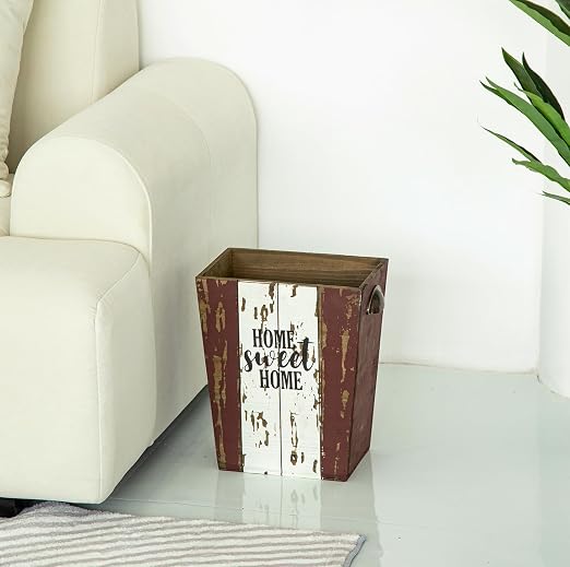 Small Wood Trash Can Wastebasket, Farmhouse Rectangular Garbage Can Waste Basket - Image 9