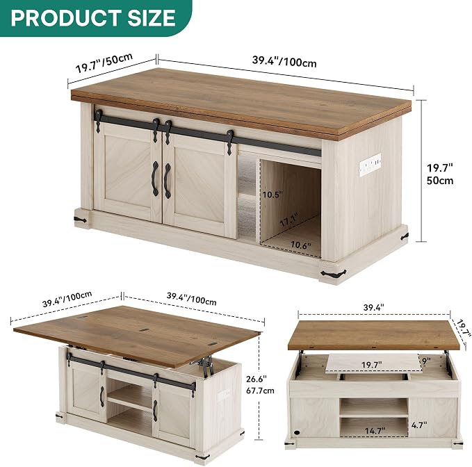 YITAHOME Lift Top Coffee Table - Image 2