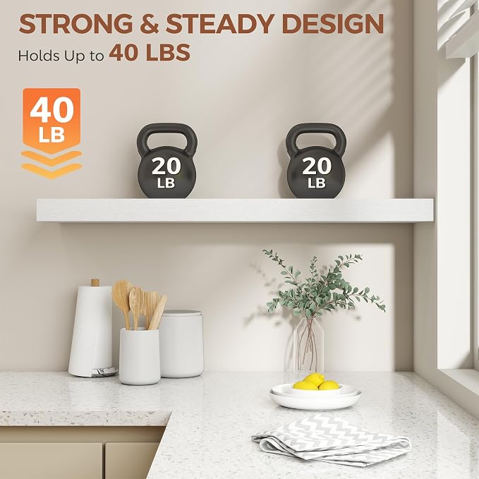 Dreamland White Floating Shelves 36 Inch Long, 8 Inch Deep Floating Shelves - Image 4