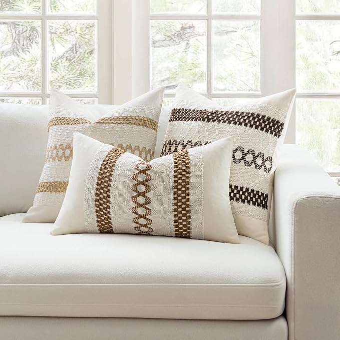 MIULEE Set of 2 Dark Brown Boho Decorative Pillow Covers 20x20 Inch | Fall - Image 3