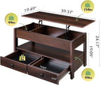 WLIVE Coffee Table, Lift Top Coffee Table - Image 3