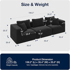 Avenco 106” 3-Seater Modular Sofa Couch, Individually Wrapped Coil Support & - Image 2