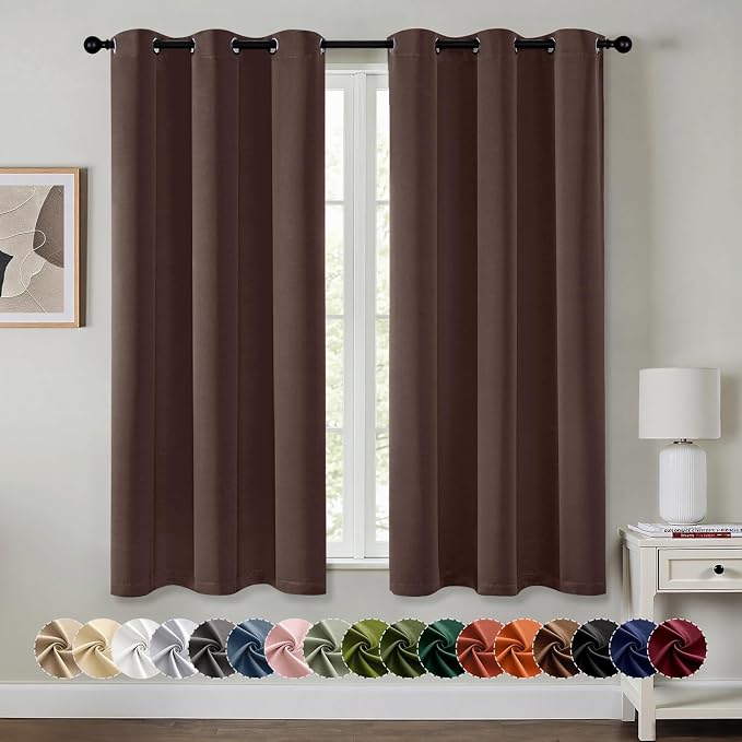 MIULEE Blackout Curtains for Bedroom 2 Panels 40 x 45 Inch Long Dark Brown | by MIULEE