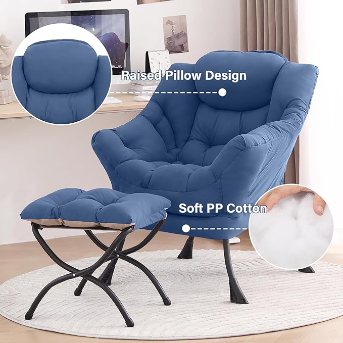 Tiita Lazy Chair with Ottoman, Comfy Leisure Sofa Armchair with Ottoman - Image 4