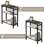 Side Table for Small Space, 3-Tier Narrow End Tablewith Magazine Holder - Image 7