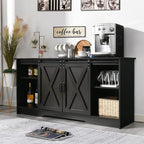 4 EVER WINNER Farmhouse Coffee Bar Cabinet, Buffet Cabinet by 4EVERWINNER