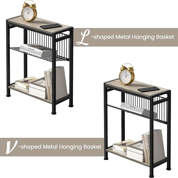 Small Side Table for Small Space, 3-Tier Narrow End Table - Image 5