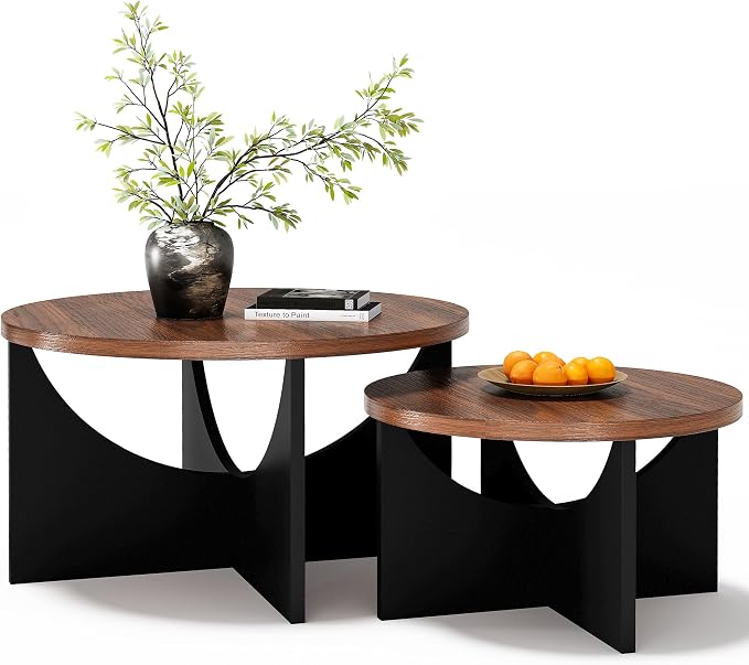 LIKIMIO Nesting Coffee Tables Set of 2, 31.5" Round Side Tables - Image 9