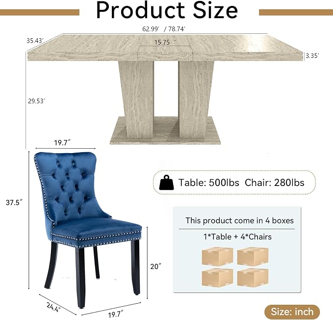 Henf 5 Pieces Extendable Dining Table Set - Image 3