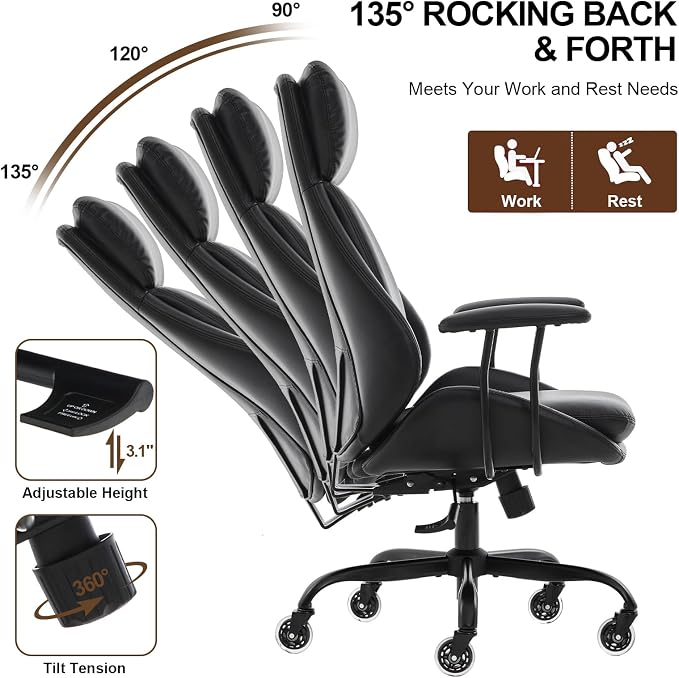 E-Motie Office Chair, Leather Desk Chair - Image 6