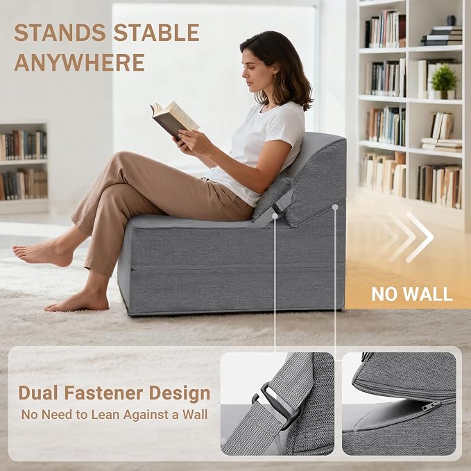 BeBen Folding Sofa Bed Chair, Convertible Sleeper Chair Futon Couch, Foldable - Image 3