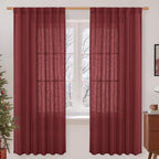 72 inch Red Linen Textured Curtains by LAMIT