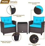 HAPPYGRILL 3 Pieces Patio Conversation Set, Outdoor Furniture Set PE Rattan - Image 6