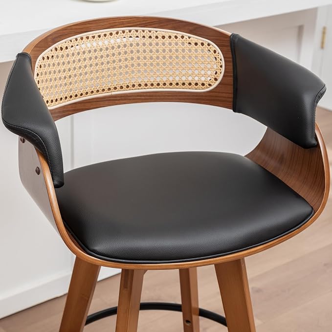 Set of 2 Rattan Swivel Bar Stools - Image 7