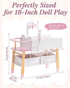 ROBOTIME 18 Inch Doll Changing Table, Wooden Baby Doll Bed - Image 7