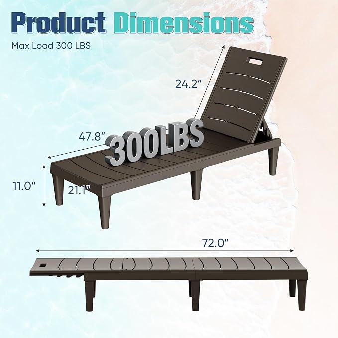 Devoko Outdoor Chaise Lounge Chair Set of 2 - Image 2