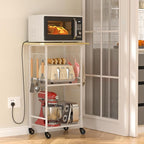 ThreeHio Rolling Kitchen Microwave Cart, 3 Tier Microwave Table Stand - Image 7