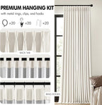 MIULEE Beige White Pinch Pleated 100% Blackout Linen Curtains 40x90 Inches | - Image 8