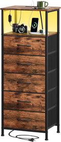 Somdot Tall Nightstand with Charging Station and LED Light by Somdot
