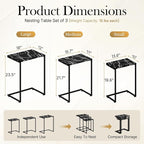SUPER DEAL Nesting Tables Set of 3, Industrial C Shaped End Table Stackable - Image 3