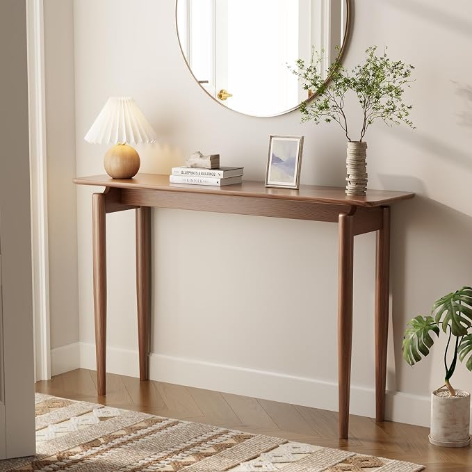 AQIMUELE Wood Console Table Walnut Entryway Table, Thin Console Table, Sofa by AQIMUELE