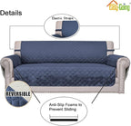 Easy-Going Reversible Couch Cover, 3 Cushion Sofa, Dark Blue/Ivory | Machine - Image 4