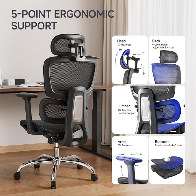 Ergonomic Office Chair with 3D Headrest, Computer Chair with Adjustable - Image 4