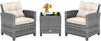 Tangkula 3 Pieces Patio Furniture Set, PE Rattan Wicker 3 Pcs Outdoor Sofa Set by TANGKULA