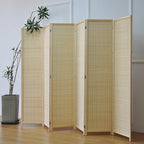 Furnnylane 6 Panel Bamboo Room Divider – 5.6 ft Tall Folding Privacy Screen by Furnnylane