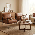 Ya-Home Mid-Century Accent Chair Set of 2, Soft Armchair PU Leather Lounge Chair - Image 7