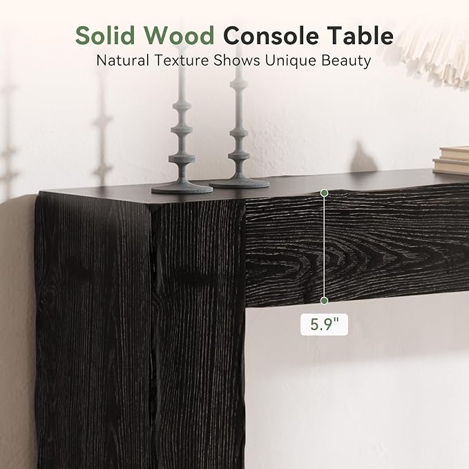 Solid Wood Console Table, 63-Inch Farmhouse Sofa Table Behind Couch - Image 5