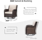 Towallmark Outdoor Swivel Wicker Glider Patio Chairs - Image 3