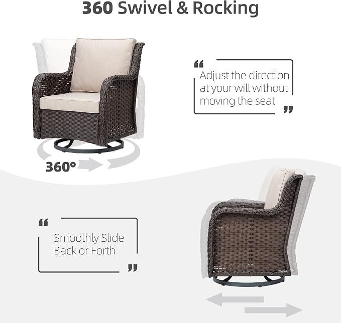 Towallmark Outdoor Swivel Wicker Glider Patio Chairs - Image 3