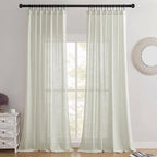 Joydeco Linen Curtains 90 Inch Length 2 Panel Sets, Light Filtering Curtains - Image 2