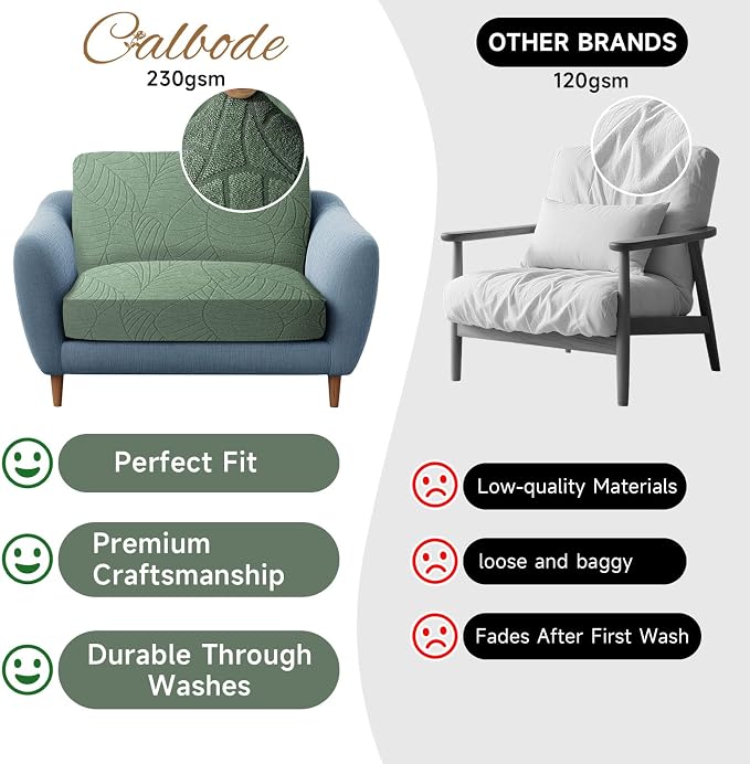 CALBODE 8Pcs Stretch Couch Cushion Covers, Water Resistant Outdoor Sofa Cuhsion - Image 4