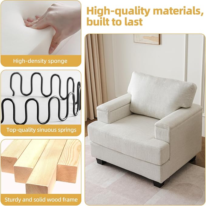 Oversized Accent Chair with Armrest Organizer, Comfy Living Room Chairs with - Image 7
